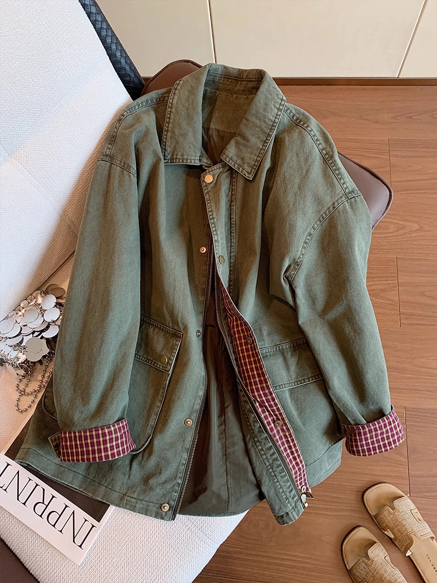 Vintage Army Green Denim Jacke - огляд і ціна Sewing Jackets